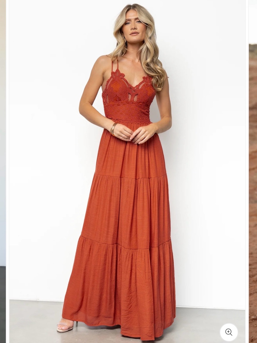 Baltic Born Summerlin Lace Top Maxi Dress in Rust